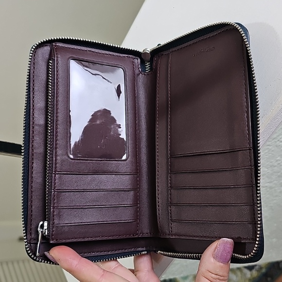 COACH C7365 Medium Id Zip Wallet With Border Quilting In JADE Green EUC - Picture 10 of 17